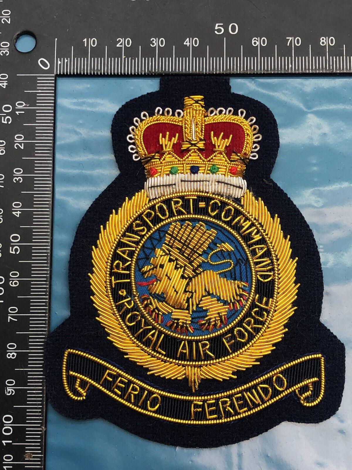 British RAF Bullion Embroidered Blazer Badge - Royal Air Force Transport Command - The Militaria Shop