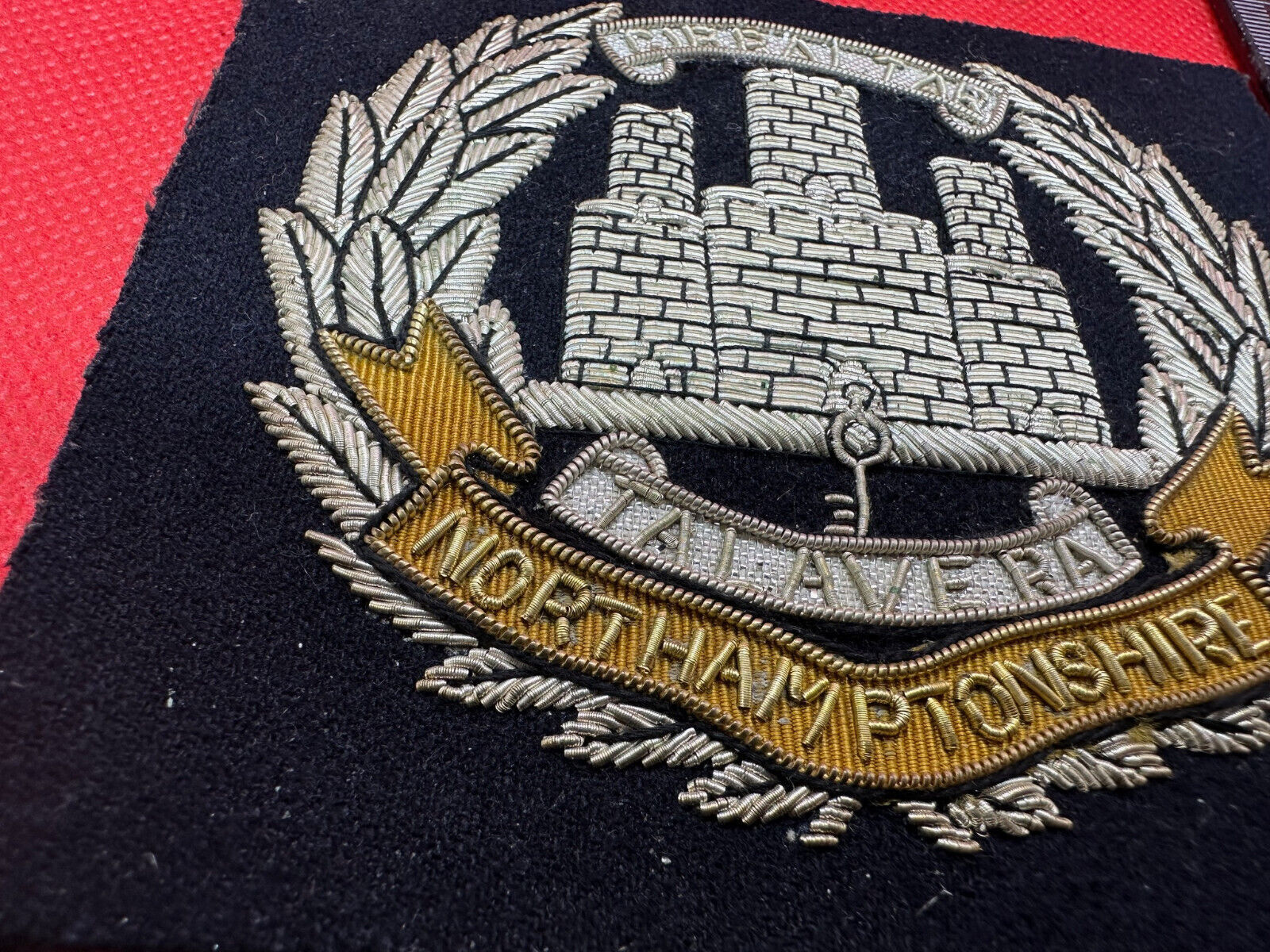 British Army Bullion Embroidered Blazer Badge - Northamptonshire Regiment - The Militaria Shop