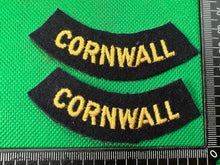 Load image into Gallery viewer, Original WW2 British Home Front Civil Defence Cornwall Shoulder Titles - The Militaria Shop
