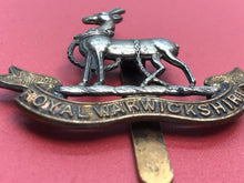 Load image into Gallery viewer, Original WW2 British Army Kings Crown Cap Badge - Royal Warwickshire - The Militaria Shop