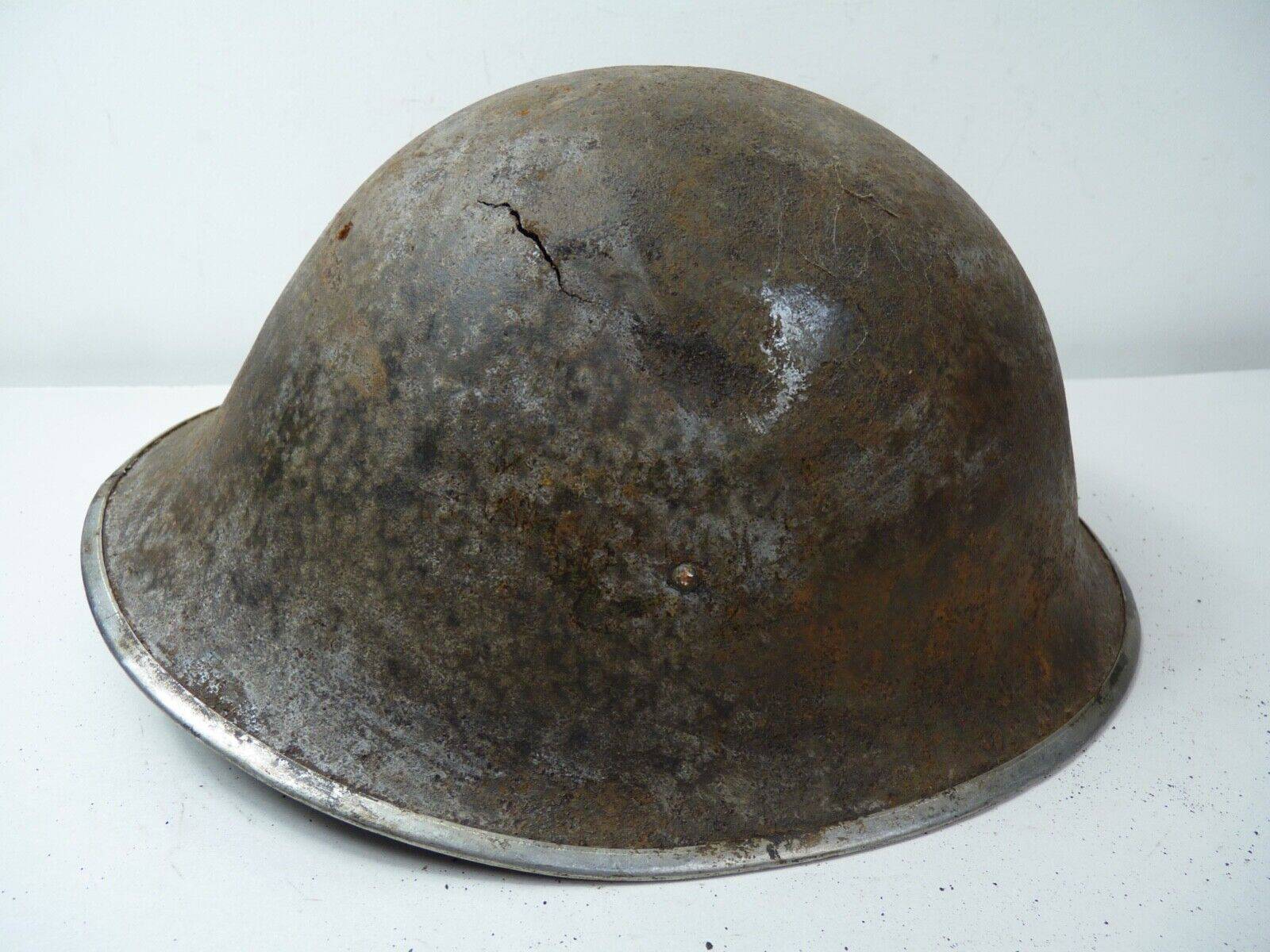 Original WW2 British / Canadian Army Mk3 High Rivet Turtle Army Combat Helmet - The Militaria Shop