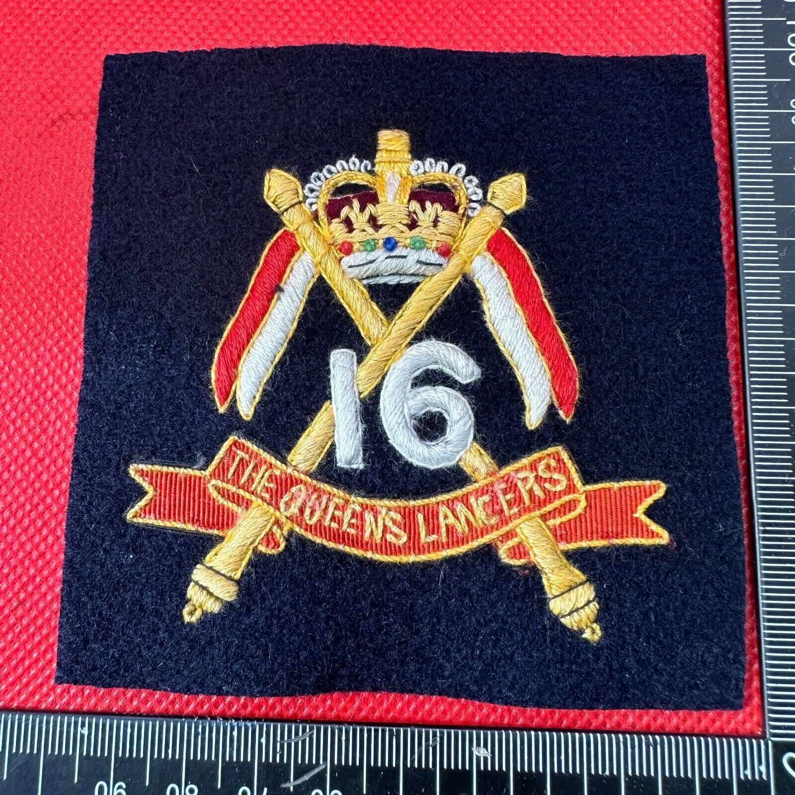 British Army 16th The Queen's Lancers Regiment Embroidered Blazer Badge - The Militaria Shop