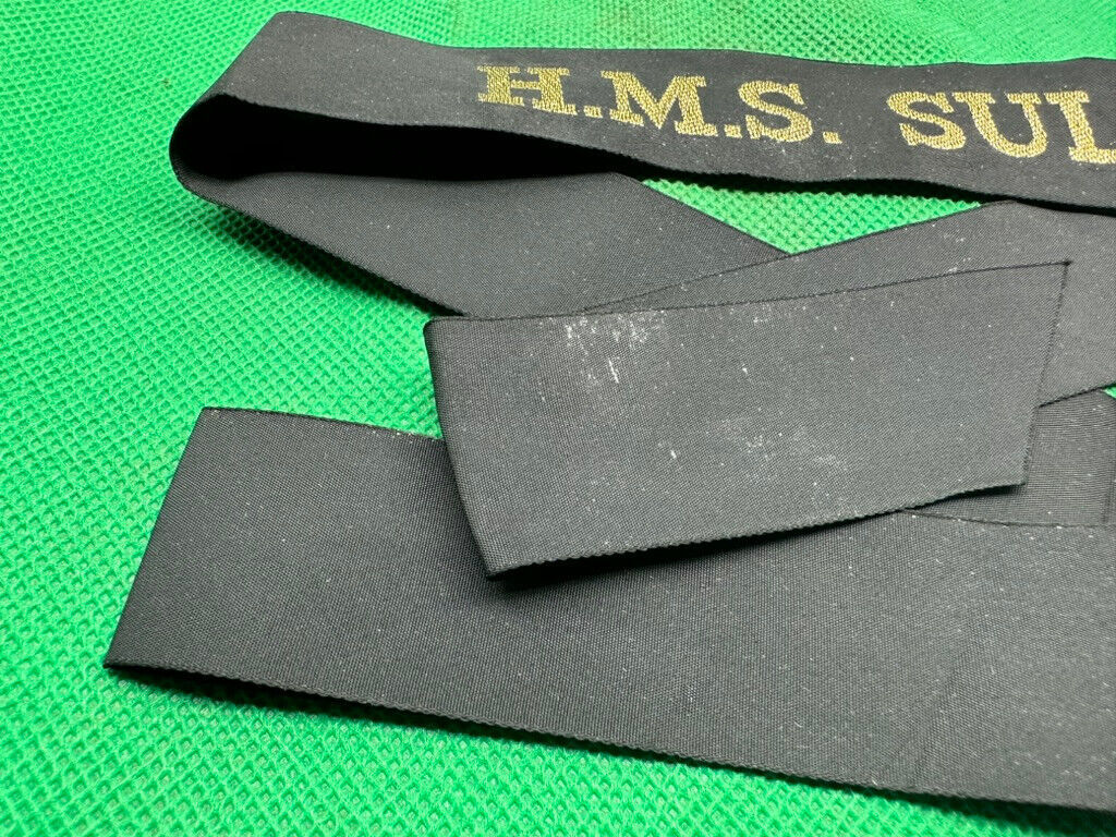 Genuine British Royal Navy H.M.S Sultan Cap Tally - Full Length - Mint Unissued - The Militaria Shop