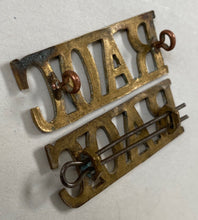Load image into Gallery viewer, British Army WW1 RAOC Royal Army Ordnance Corps brass shoulder titles. - The Militaria Shop