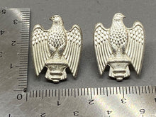 Load image into Gallery viewer, Original Pair of Egyptian Army Collar Badges with Silvered Finish - The Militaria Shop