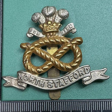 Load image into Gallery viewer, Original WW2 British Army North Stafford Regiment Cap Badge - The Militaria Shop