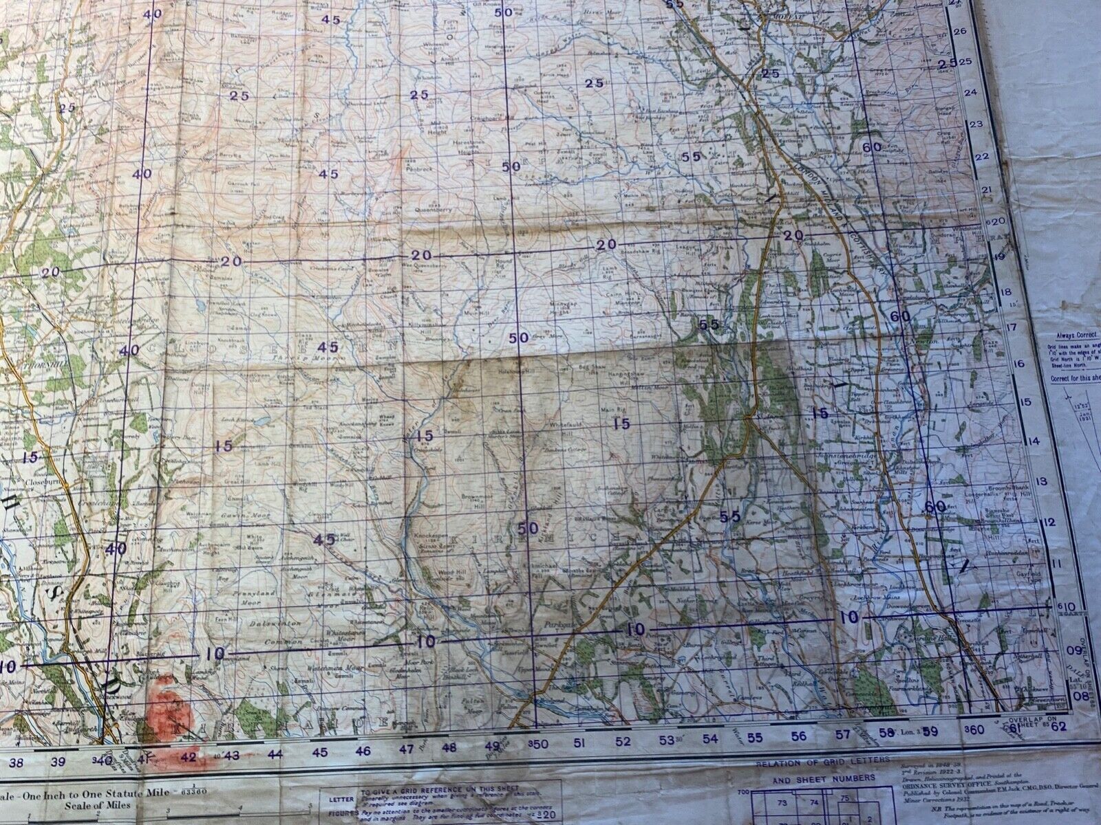 WW2 British Army 1933 MILITARY EDITION General Staff map NITHSDALE & MOFFAT. - The Militaria Shop