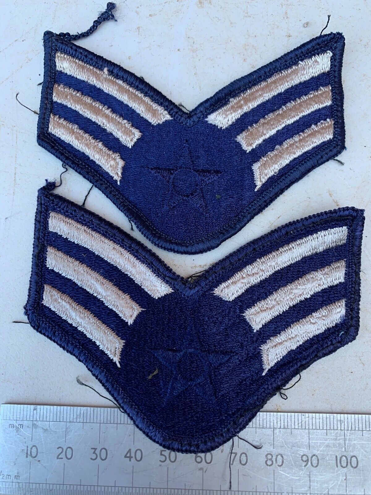 Pair of United States Air Force Rank Chevrons Navy Blue -- Senior Airmen - The Militaria Shop