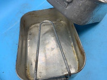 Load image into Gallery viewer, Original WW2 British Army Soldiers Mess Tin Set - Two Piece - Fold Out Handles - The Militaria Shop