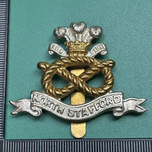 Load image into Gallery viewer, Original WW2 British Army North Stafford Regiment Cap Badge - The Militaria Shop