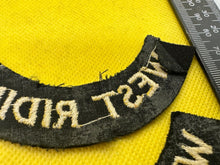 Load image into Gallery viewer, Original WW2 British Home Front Civil Defence West Riding Shoulder Titles - The Militaria Shop