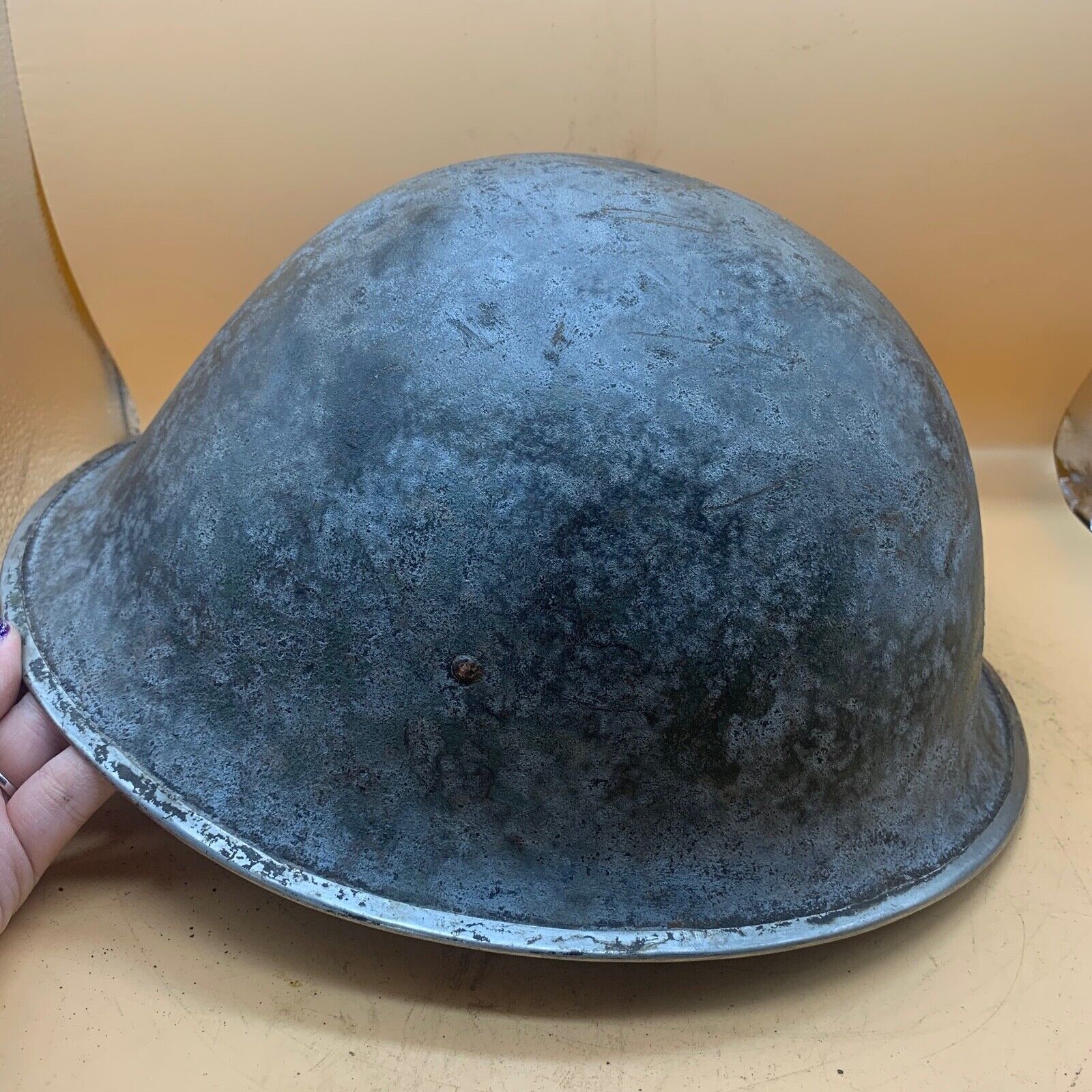 Original WW2 British / Canadian Army Mk3 High Rivet Turtle Army Combat Helmet - The Militaria Shop