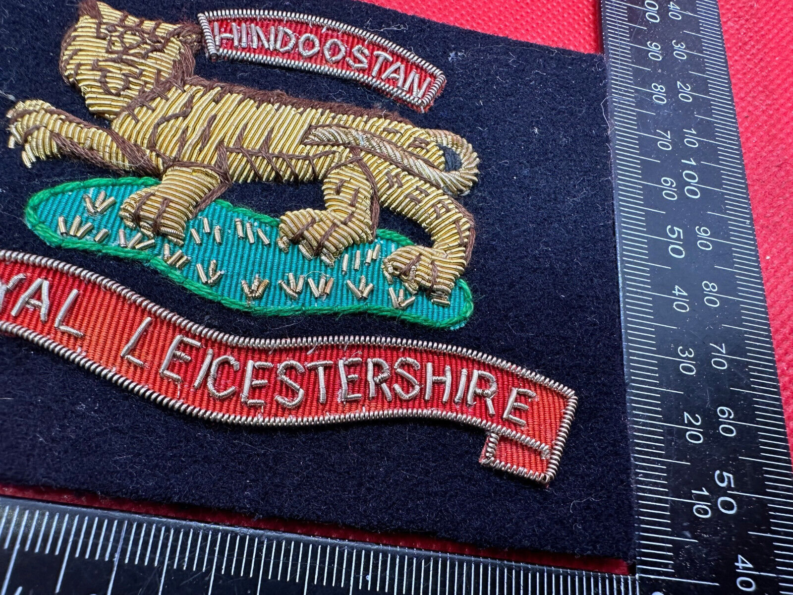 British Army Bullion Embroidered Blazer Badge - Royal Leicestershire -Hindoostan - The Militaria Shop