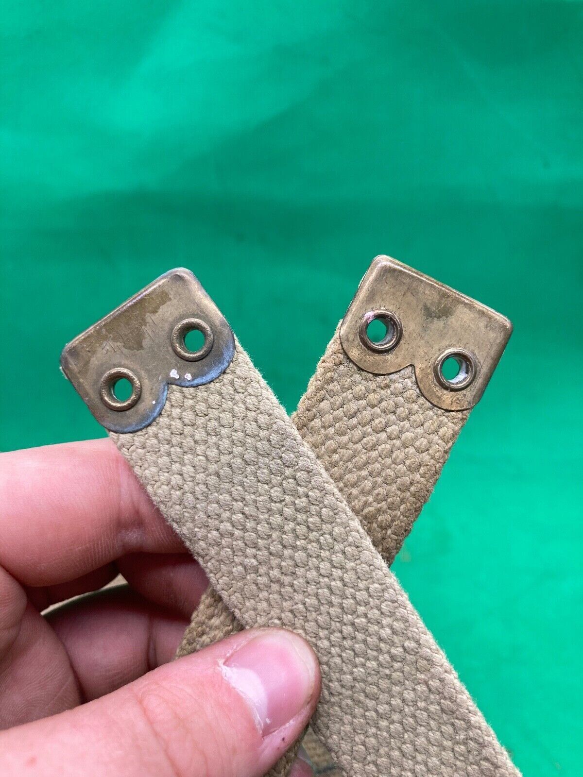 Original WW2 Pattern British Army L Straps Pair - 37 Pattern Webbing Haversack - The Militaria Shop