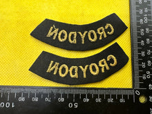 Load image into Gallery viewer, Original WW2 British Home Front Civil Defence Croydon Shoulder Titles - The Militaria Shop