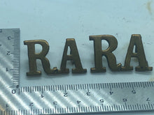 Load image into Gallery viewer, Original WW1 British Army Pair of Royal Artillery Shoulder Titles - RA - The Militaria Shop