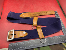 Charger l'image dans la galerie, WW2 British Army Hussars Blue Canvas and Leather Belt with Fittings. 30 inch. - The Militaria Shop