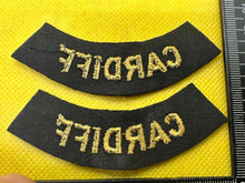 Load image into Gallery viewer, Original WW2 British Home Front Civil Defence Cardiff Shoulder Titles - The Militaria Shop