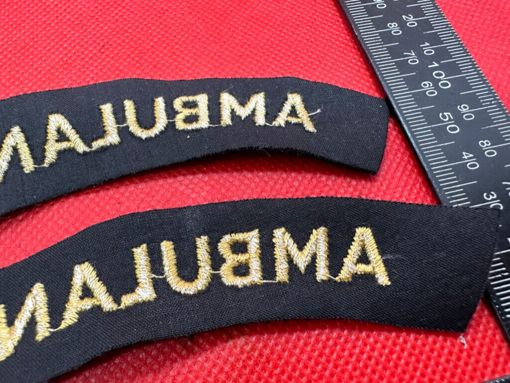 Original WW2 British Home Front Civil Defence Ambulance Shoulder Title Pair - The Militaria Shop