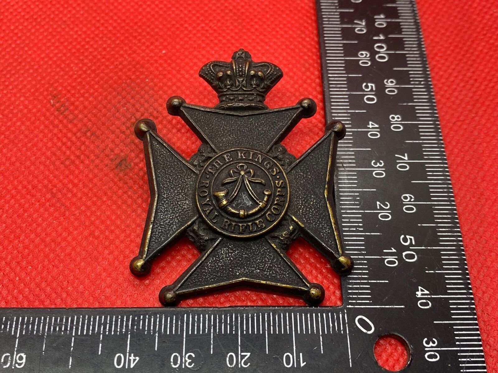 Victorian Crown The King's Royal Rifle Corps Blackened Cap Badge - The Militaria Shop