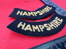 Load image into Gallery viewer, Original WW2 British Home Front Civil Defence Hampshire Shoulder Titles - The Militaria Shop
