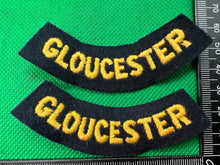 Load image into Gallery viewer, Original WW2 British Home Front Civil Defence Gloucester Shoulder Titles - The Militaria Shop