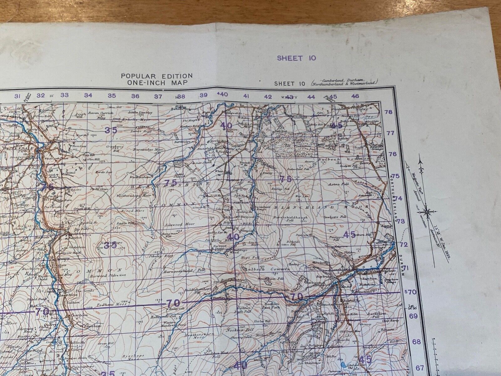 Large WW2 British Army 1932 dated map of Alston and Weardale. England. - The Militaria Shop