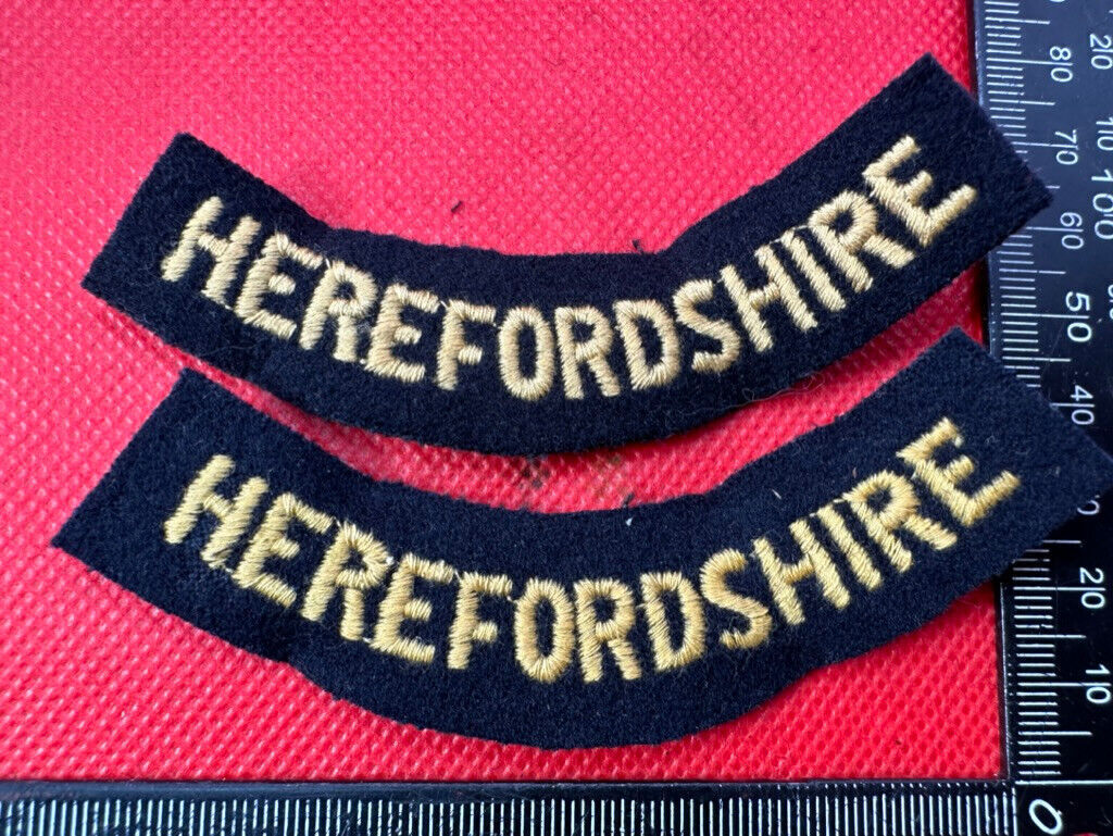 Original WW2 British Home Front Civil Defence Herefordshire Shoulder Titles - The Militaria Shop