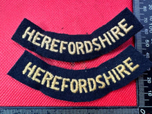 Load image into Gallery viewer, Original WW2 British Home Front Civil Defence Herefordshire Shoulder Titles - The Militaria Shop
