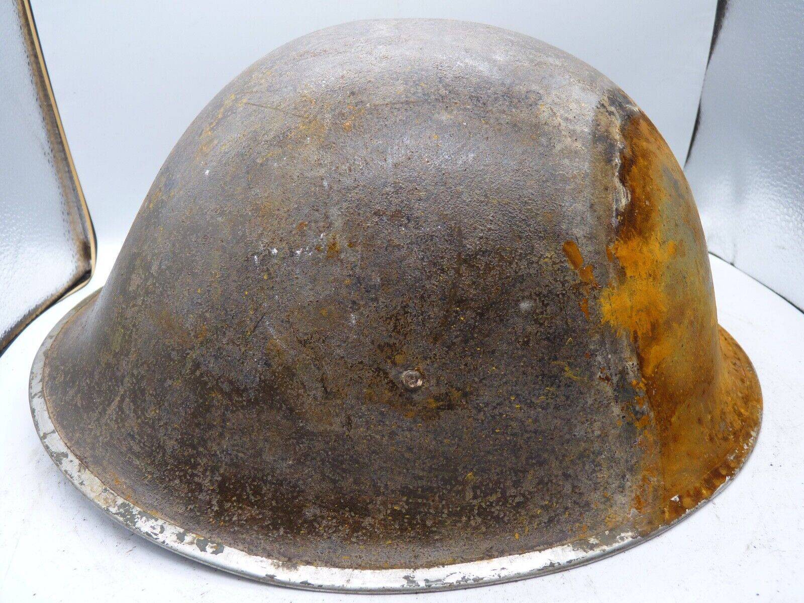 Original WW2 British / Canadian Army Mk3 High Rivet Turtle Army Combat Helmet - The Militaria Shop