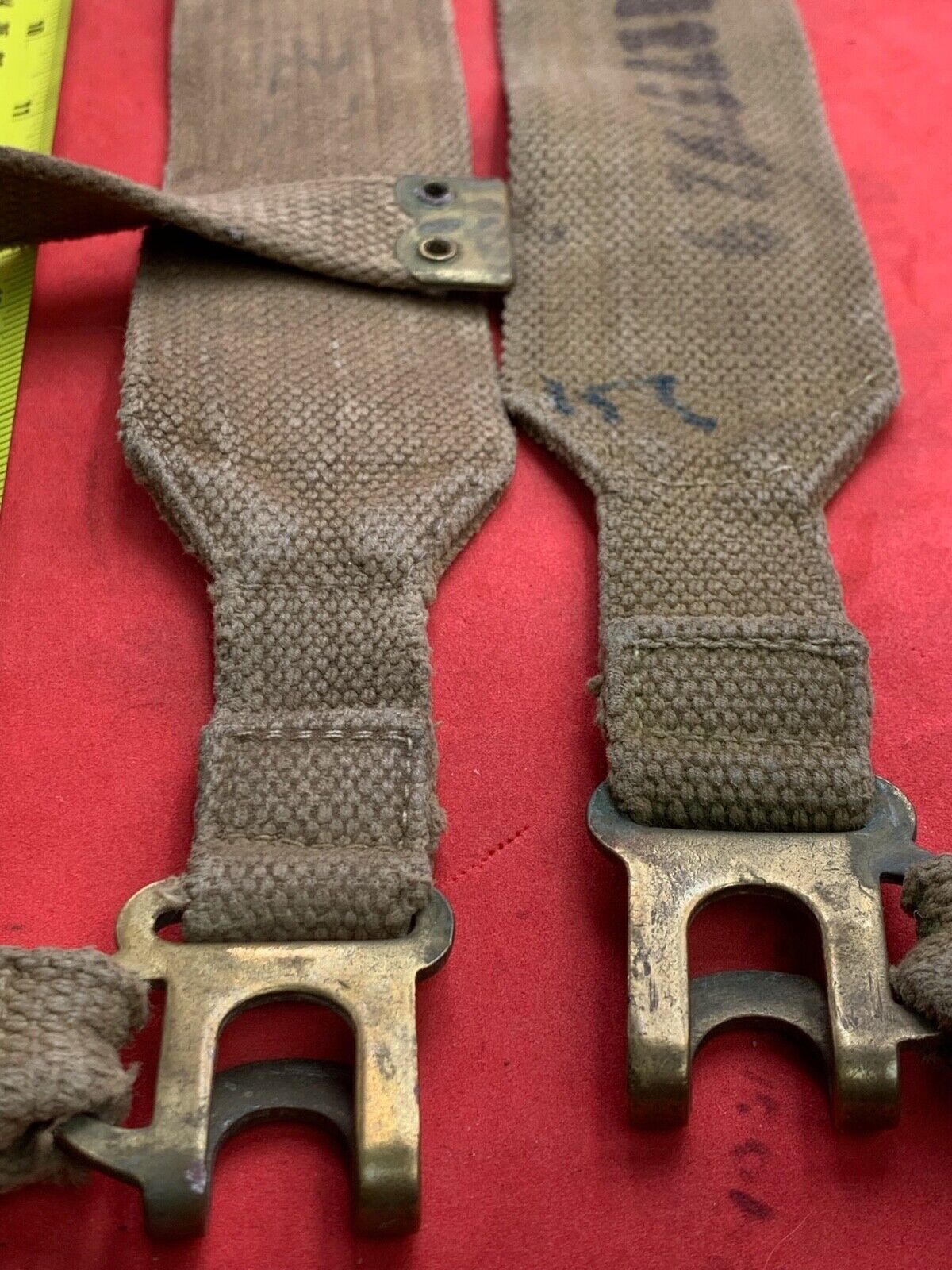 Original WW2 Pattern British Army L Straps Pair - 37 Pattern Webbing Haversack - The Militaria Shop