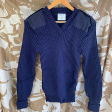 Lade das Bild in den Galerie-Viewer, Genuine British RAF Royal Navy Blue Wool V-Neck Pullover Jersey - 94cm Chest - The Militaria Shop