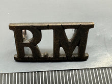 Load image into Gallery viewer, Original WW2 British Navy Royal Marines Brass Shoulder Title - The Militaria Shop