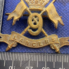 Load image into Gallery viewer, Original Victorian British Army 9th Lancers Cap Badge - The Militaria Shop
