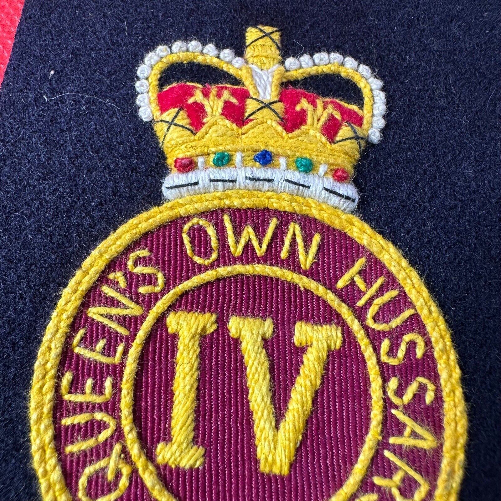 British Army 4th Queen's Own Hussars Regiment Embroidered Blazer Badge - The Militaria Shop