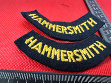 Load image into Gallery viewer, Original WW2 British Home Front Civil Defence Hammersmith Shoulder Titles - The Militaria Shop