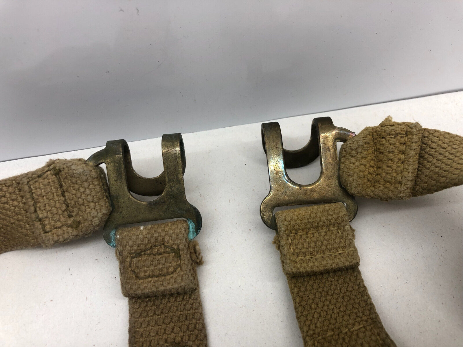 Original WW2 British Army 37 Pattern L Straps Pair - Wartime Dated - The Militaria Shop