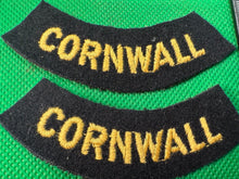 Load image into Gallery viewer, Original WW2 British Home Front Civil Defence Cornwall Shoulder Titles - The Militaria Shop
