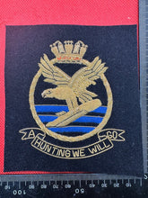 Load image into Gallery viewer, British Royal Navy Bullion Embroidered Blazer Badge - Submarine Hunting We Will - The Militaria Shop