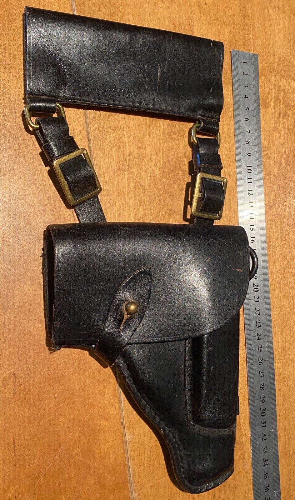 Soviet Russian Navy Officer Makarov PM Holster, + cleaning rod in black leather - The Militaria Shop