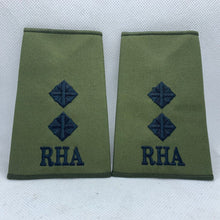Load image into Gallery viewer, RHA Royal Horse OD Green Rank Slides / Epaulette Pair Genuine British Army - NEW - The Militaria Shop