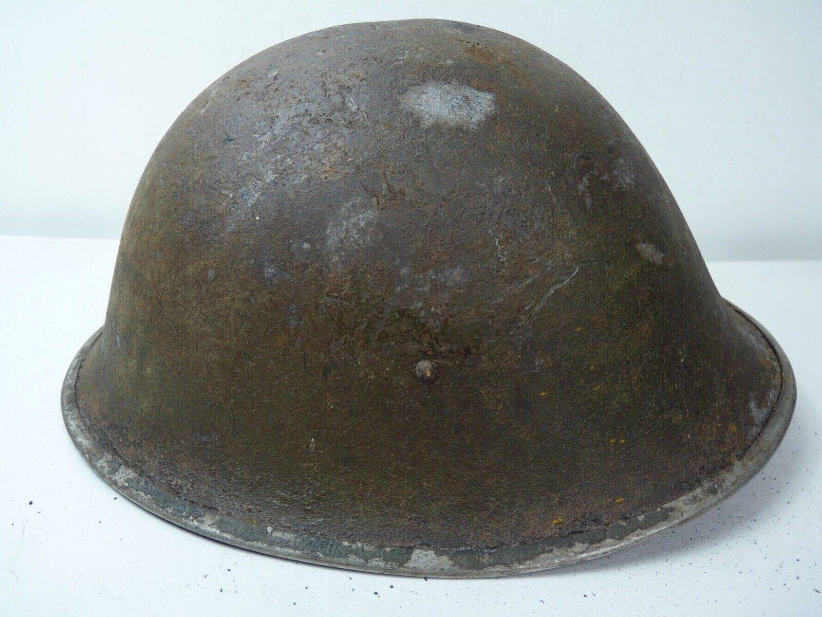 Original WW2 British / Canadian Army Mk3 High Rivet Turtle Army Combat Helmet - The Militaria Shop