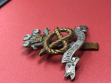 Load image into Gallery viewer, Original WW2 British Army Kings Crown Cap Badge - North Stafford Regiment - The Militaria Shop