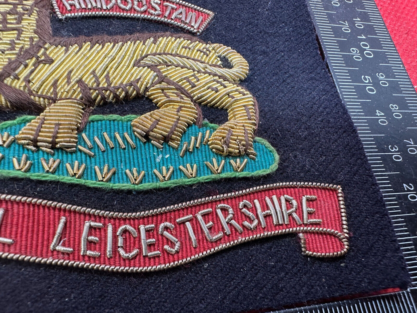 British Army Bullion Embroidered Blazer Badge - Royal Leicestershire -Hindoostan - The Militaria Shop