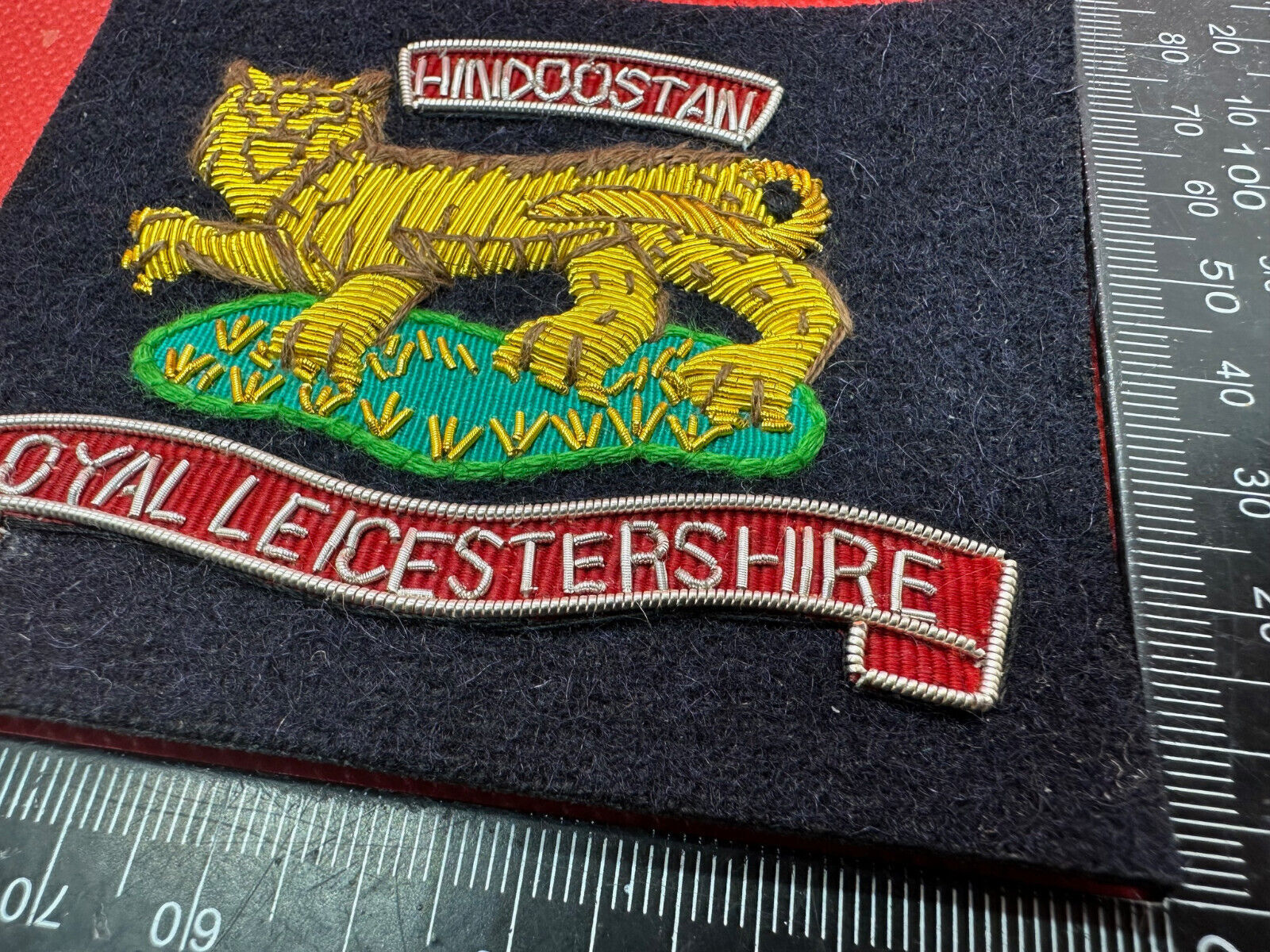 British Army Bullion Embroidered Blazer Badge - Royal Leicestershire Hindoostan - The Militaria Shop
