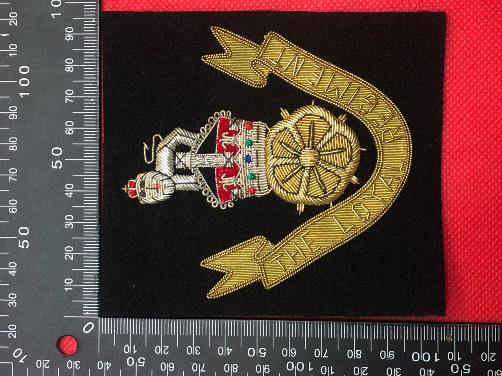 British Army Bullion Embroidered Blazer Badge - The Loyal Regiment - Kings Crown - The Militaria Shop