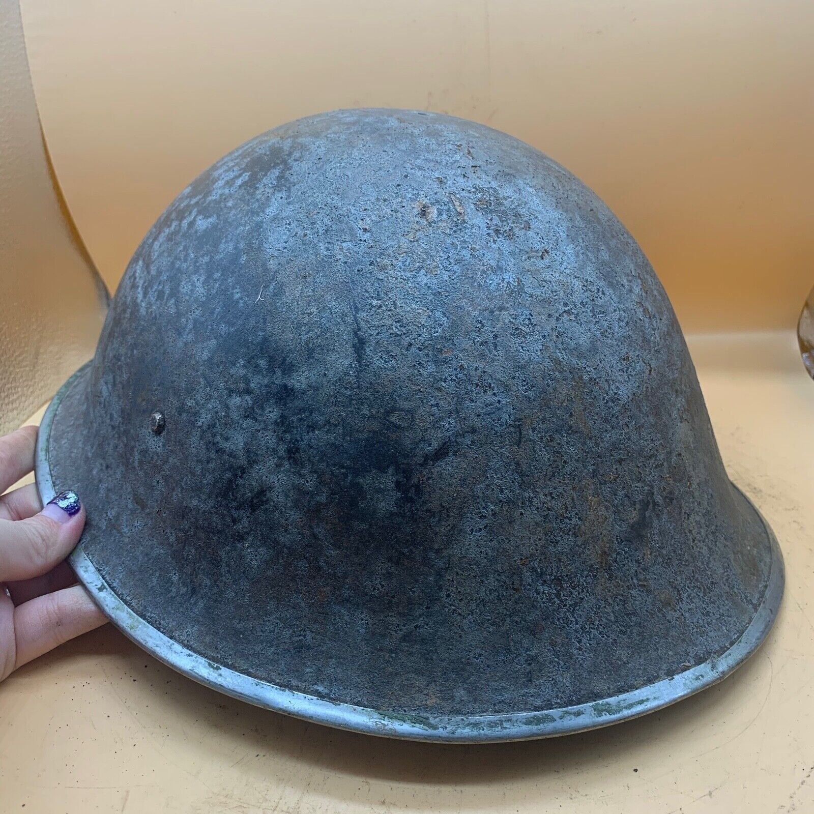 Original WW2 British / Canadian Army Mk3 High Rivet Turtle Army Combat Helmet - The Militaria Shop