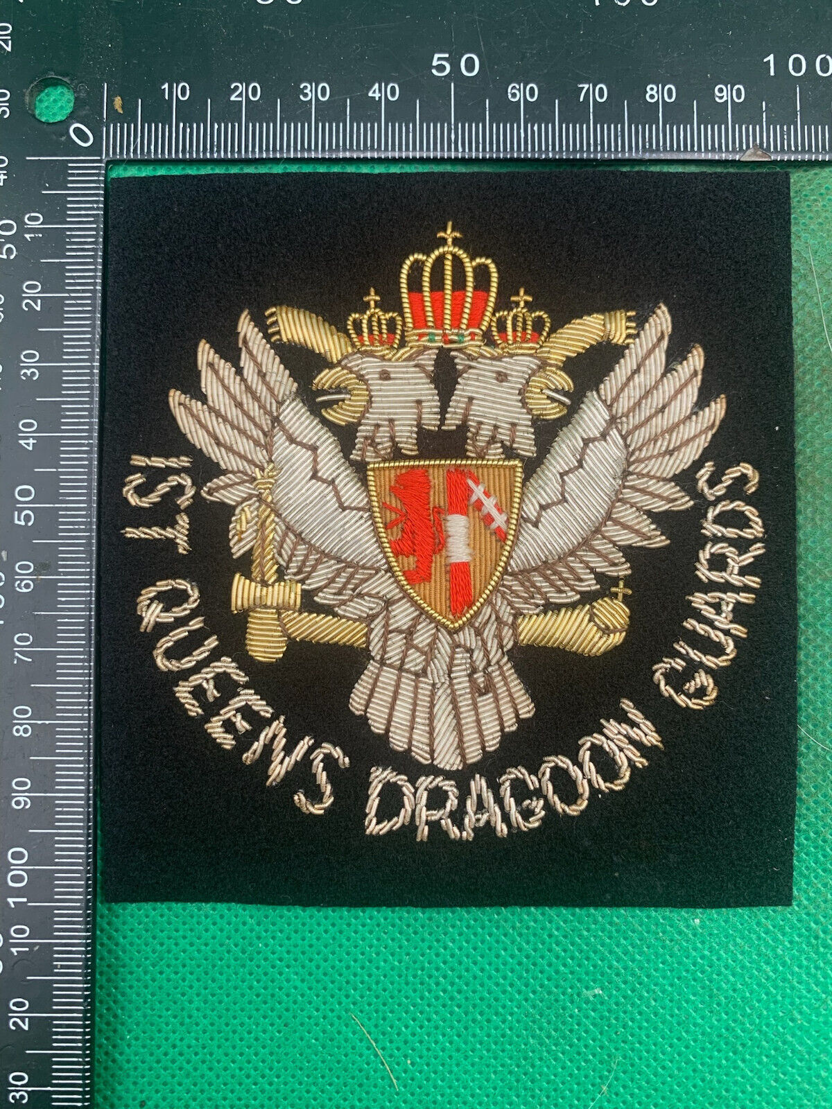 British Army Bullion Embroidered Blazer Badge - 1st Queen's Dragoon Guards - The Militaria Shop