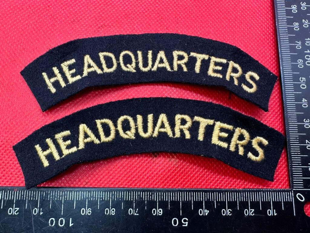 Original WW2 British Home Front Civil Defence Hedquarters Shoulder Title Pair - The Militaria Shop