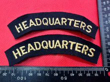 Load image into Gallery viewer, Original WW2 British Home Front Civil Defence Hedquarters Shoulder Title Pair - The Militaria Shop